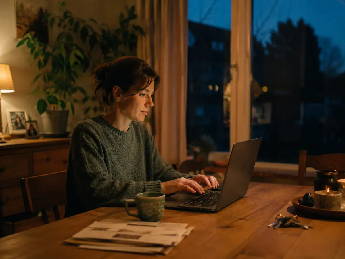 Vrouw zoekt op haar laptop naar een vakman in de buurt